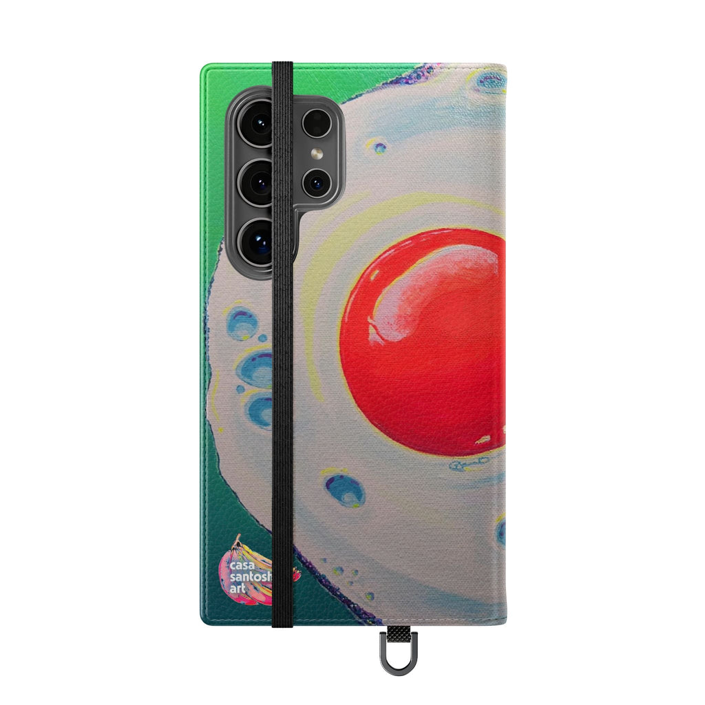 Neon Fried Egg Flip Phone Case – Wallet Cover with Card Slots