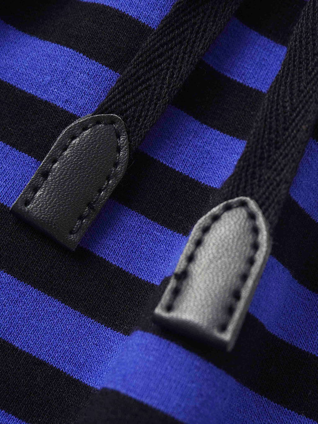 Striped Drawstring Dress - Blue & Black