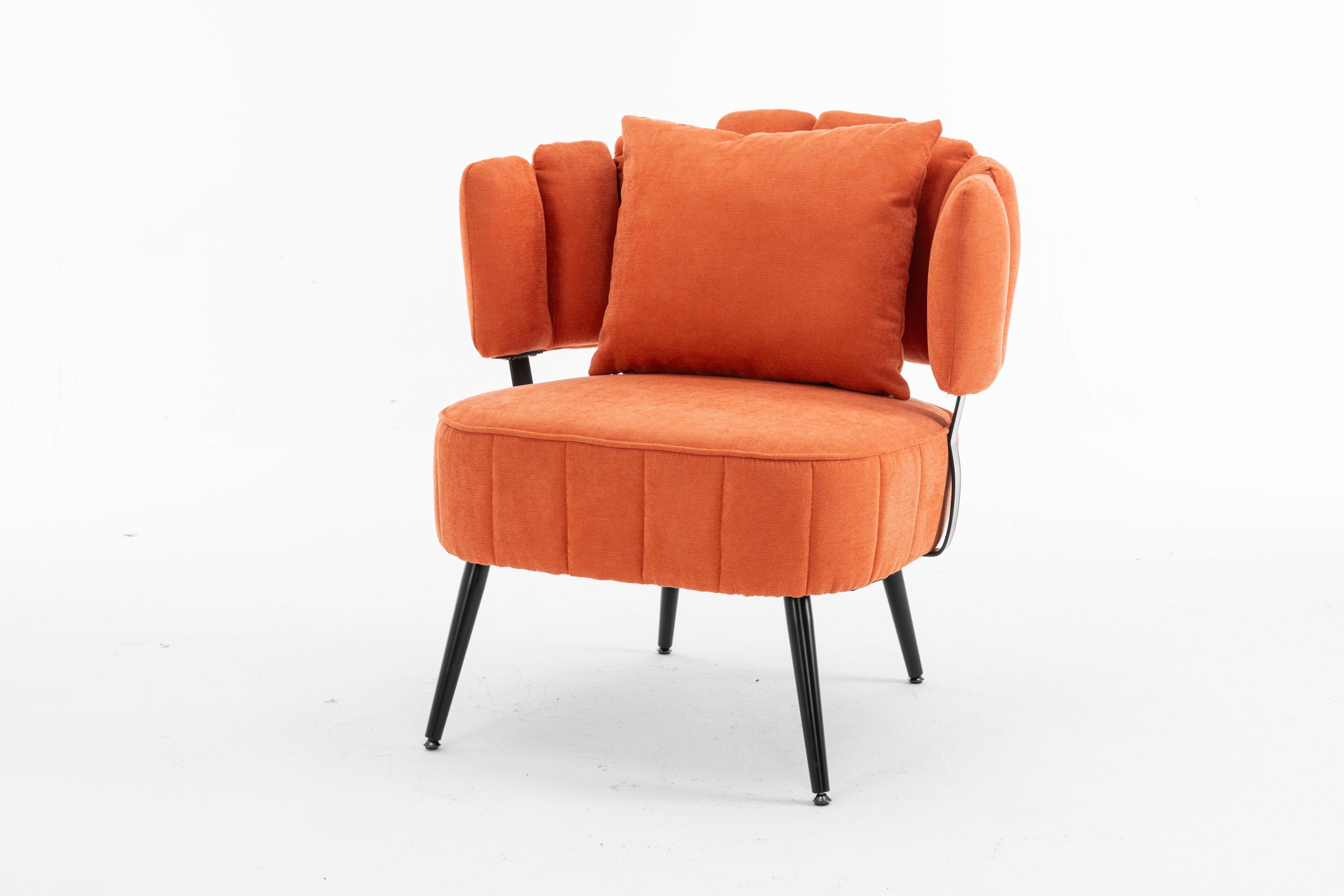 Accent Chair Barrel Armless Chenille Orange Pocket Coil Curved Arms 300 LB