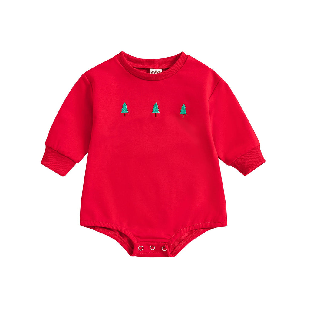 New Baby Printed Christmas Hat Cartoon Jumpsuit