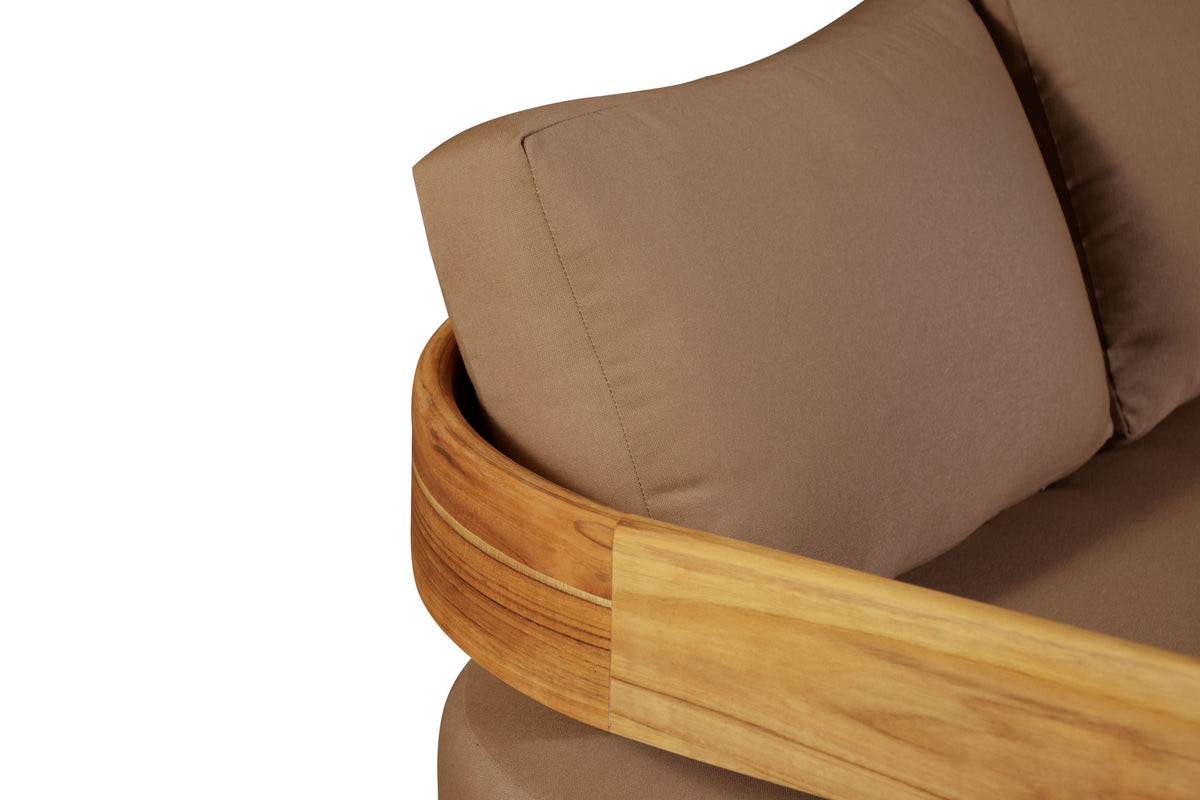 Eclipse Outdoor Solid Teak Wood Sofa - Light Brown Fabric