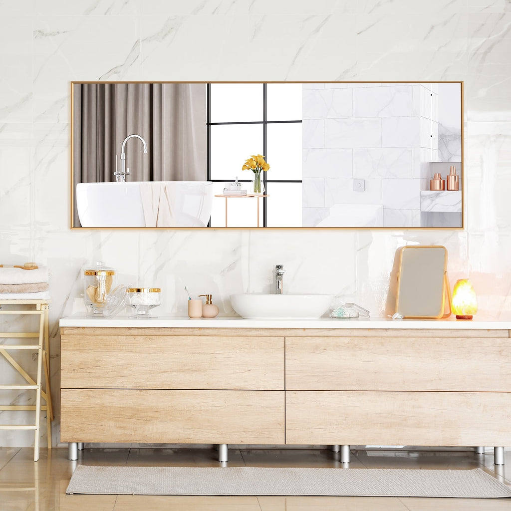 59 Inch Full Length Mirror Large Rectangle Bedroom Mirror-Golden