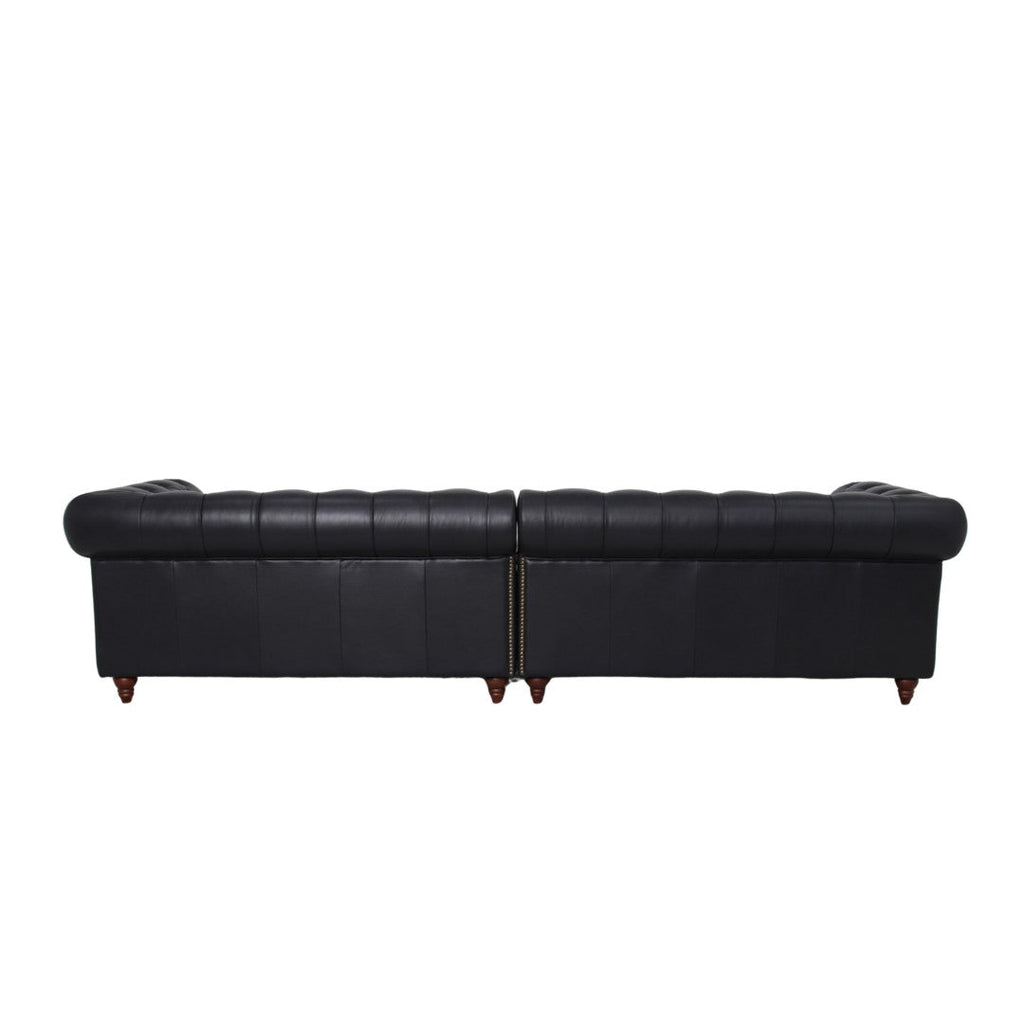 Belgravia Chesterfield Top Grain Leather Sofa with Tufted Back & Rolled Arms