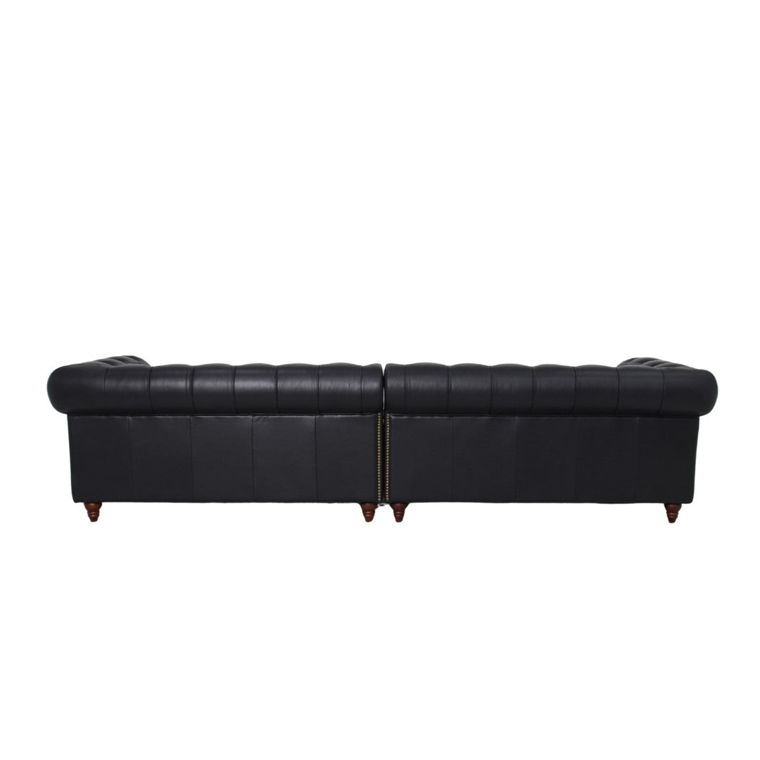 Belgravia Chesterfield Top Grain Leather Sofa with Tufted Back & Rolled Arms