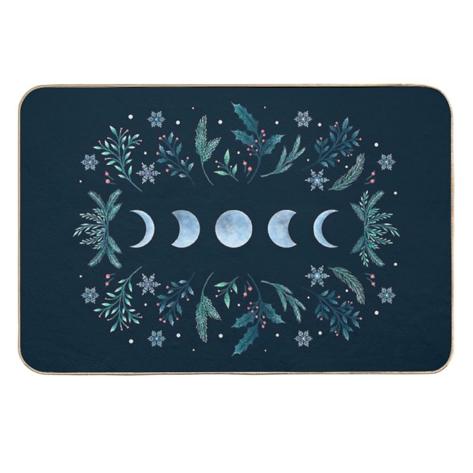 Moonlit Garden-Teal Snow  Dirt-Trapping Bath Mat