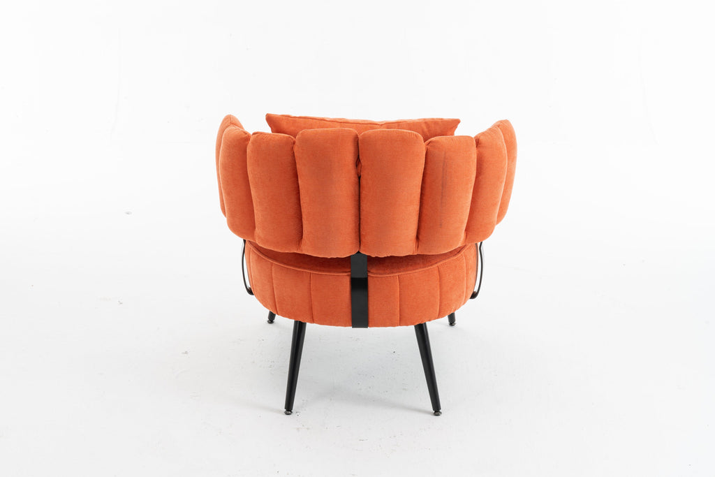 Accent Chair Barrel Armless Chenille Orange Pocket Coil Curved Arms 300 LB