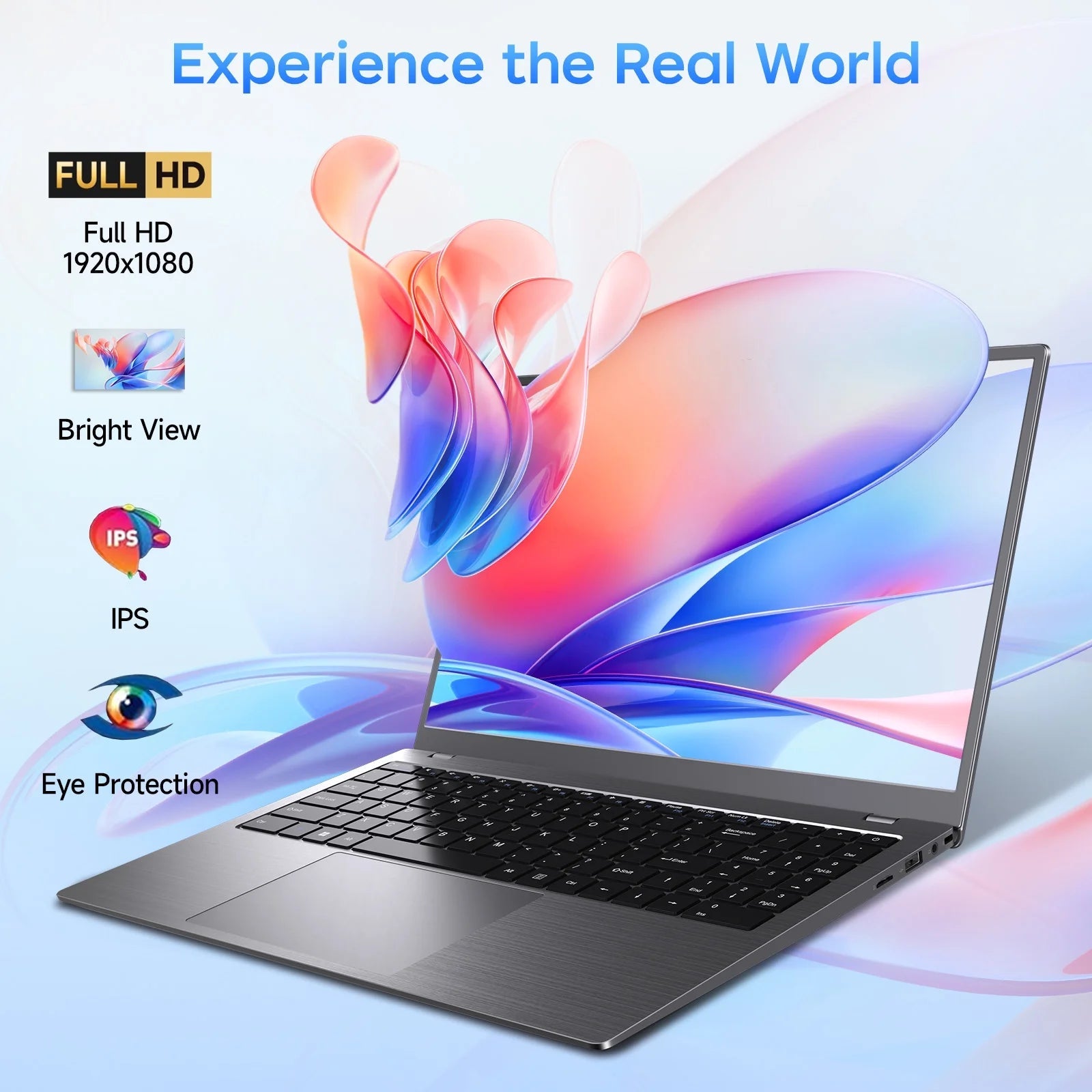 RNRUO 15.6" Windows 11 Laptop, 32GB RAM 512GB SSD, Intel Pentium Gold 6500Y up to 3.4Ghz with Office 2024 1920*1080 IPS FHD Display for Student, Home Office, Business, Dard Gray