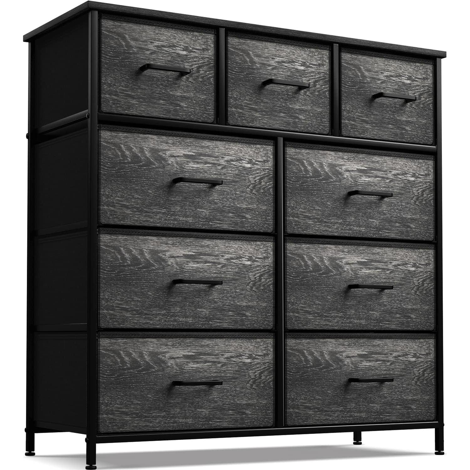 Faux Wood Dresser 9 Drawers For Bedroom Furniture Storage