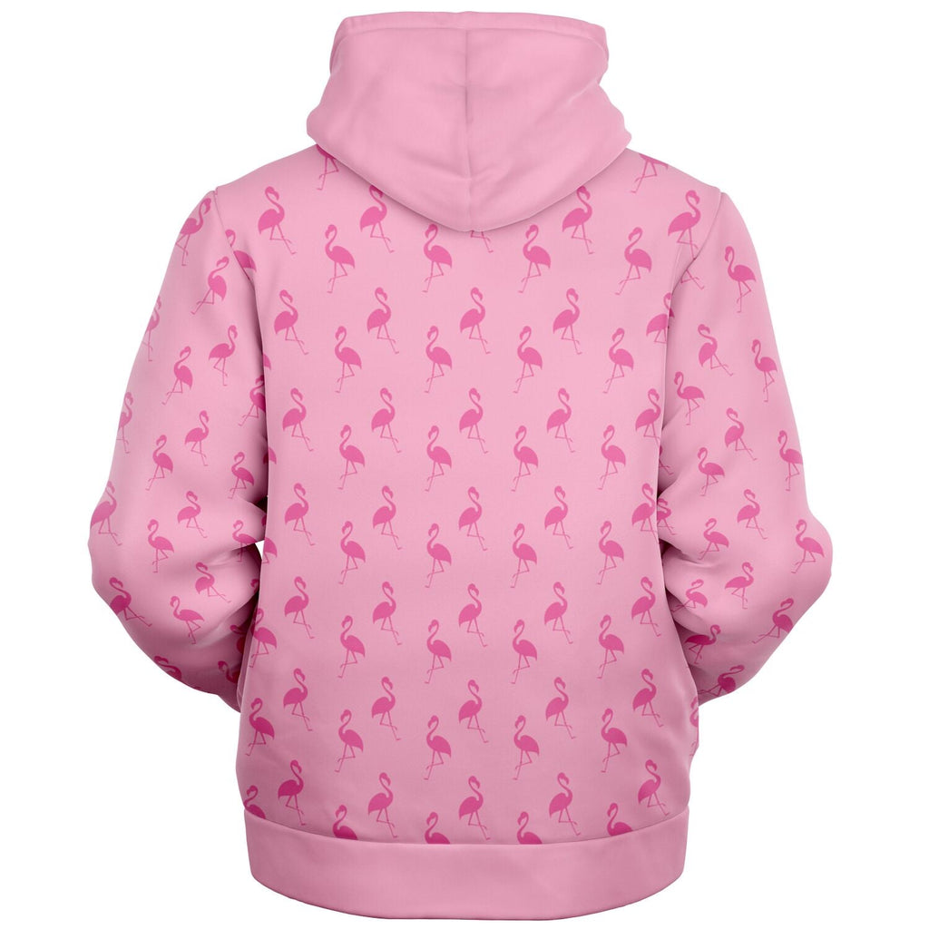 Simple Pink Flamingo Zip-Up Hoodie