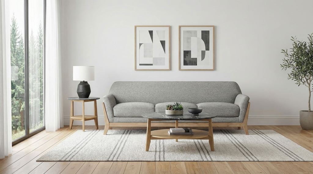 Vaughn Fabric Upholstered Flared Arm Sofa Grey