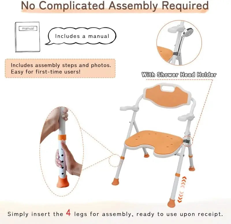 Elderly Foldable Shower Chair With Arms