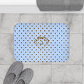 Polka Dot "Le Bain" Bath Mat — Pastel Blue & Brown Bathroom Rug
