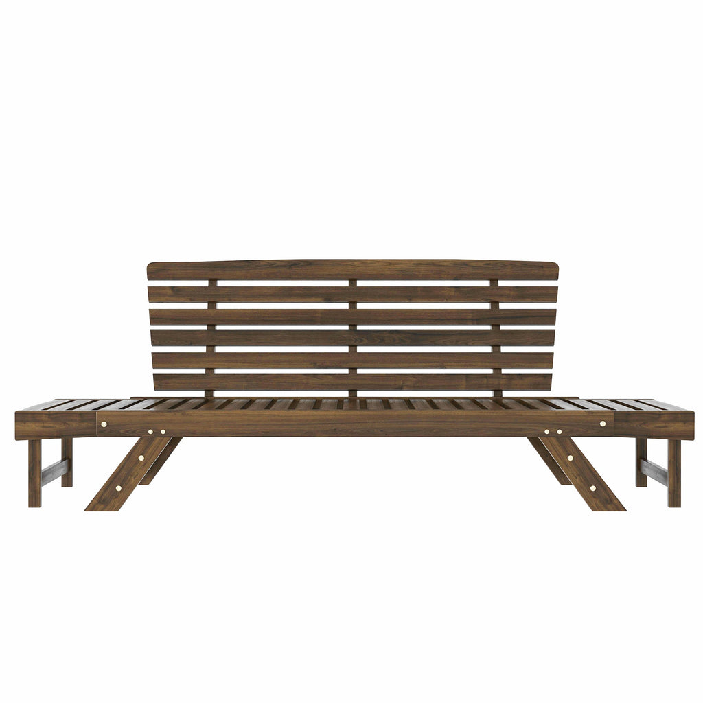 TOPMAX Outdoor Adjustable Patio Wooden Daybed Sofa Chaise Lounge with Cushions