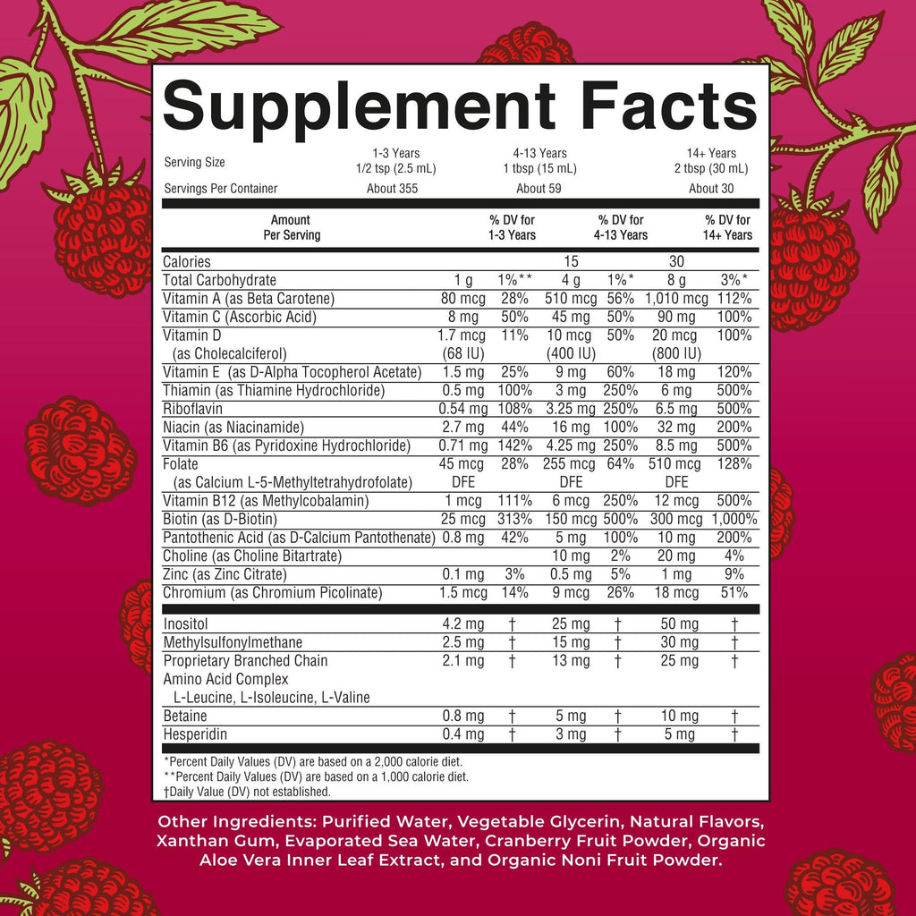 Mary Ruth's™ Liquid Morning Multivitamin, Raspberry Flavor, 30-ounce Bottle BL-AD-MLT-CV-PSF-30Z-UN-01