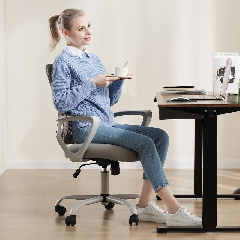 【Deal】Sweetfurniture Office Chair, Desk Chair, Ergonomic Home Office Desk Chairs, Computer Chair with Comfortable Armrests, Mid-Back Task