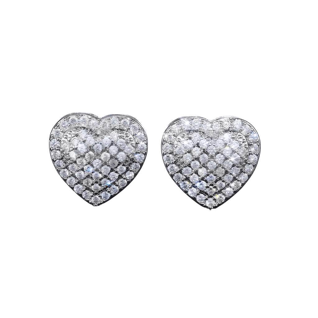 Dainty Iced Out CZ Heart Stud Earrings, Micro-Pavé Love Studs for Women Gifts | Cubic Zirconia