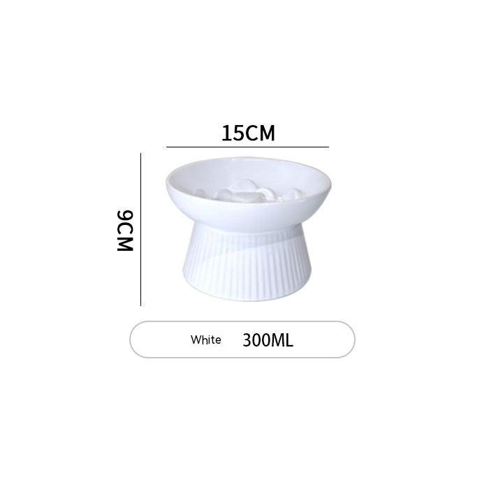 Ceramic Pet Cat Bowl Dog Bowl Anti-choke And Slow Food Anti-tumble High Foot Neck Protection Rice Bowl