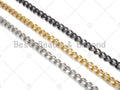 6x8mm Cuban Curb Chain by Yard, Gold/ Gunmetal / Silver Cuba