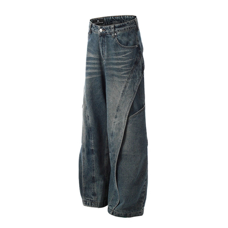 Deconstructing Washed Curved Knife Jeans