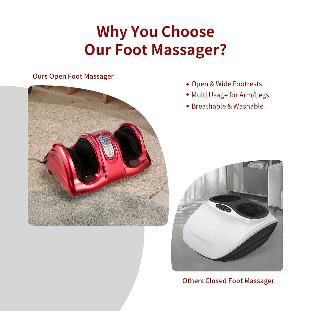 Therapeutic Shiatsu Foot Massager with High Intensity Rollers-Red
