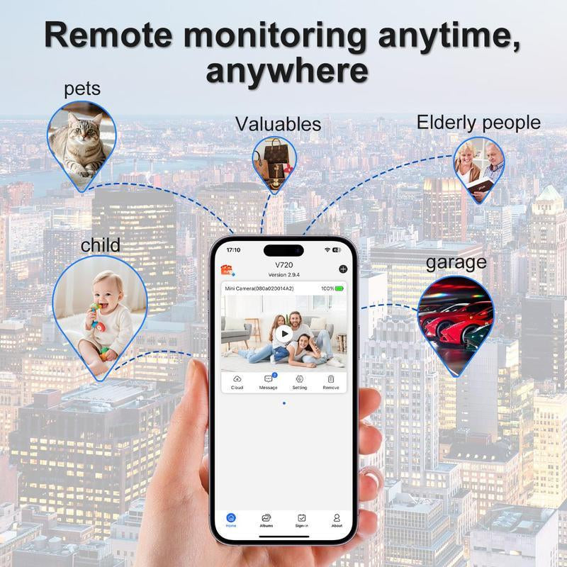 Wireless Indoor Hidden Spy Camera with Night Vision – Mini Security Cam for Baby, Pet, and Home Monitoring, Works with Smartphones and Tablets – Ideal Holiday Gift