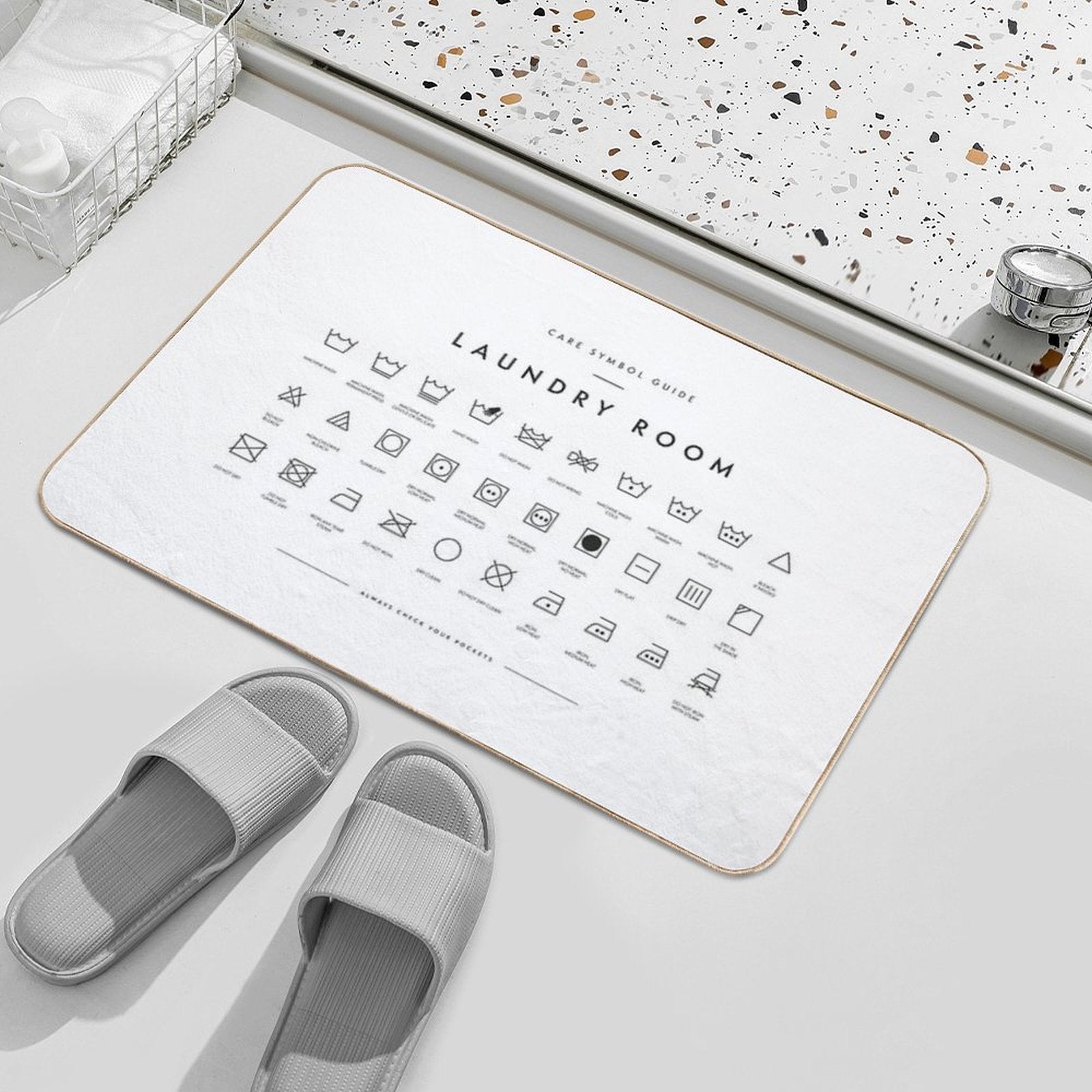 Laundry Room Symbols  Repositionable Bath Mat