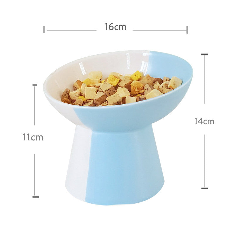 Ceramic Pet Slant Mouth Dog And Cat Food Bowl Set