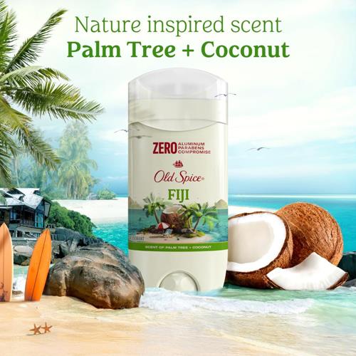 Old Spice Aluminum Free Deodorant For Men, 24/7 Lasting Freshness & Long Lasting Scent, 24/7 Sweat & Odor Protection, Fiji With Palm Tree + Coconut Scent, 3.0 Oz
