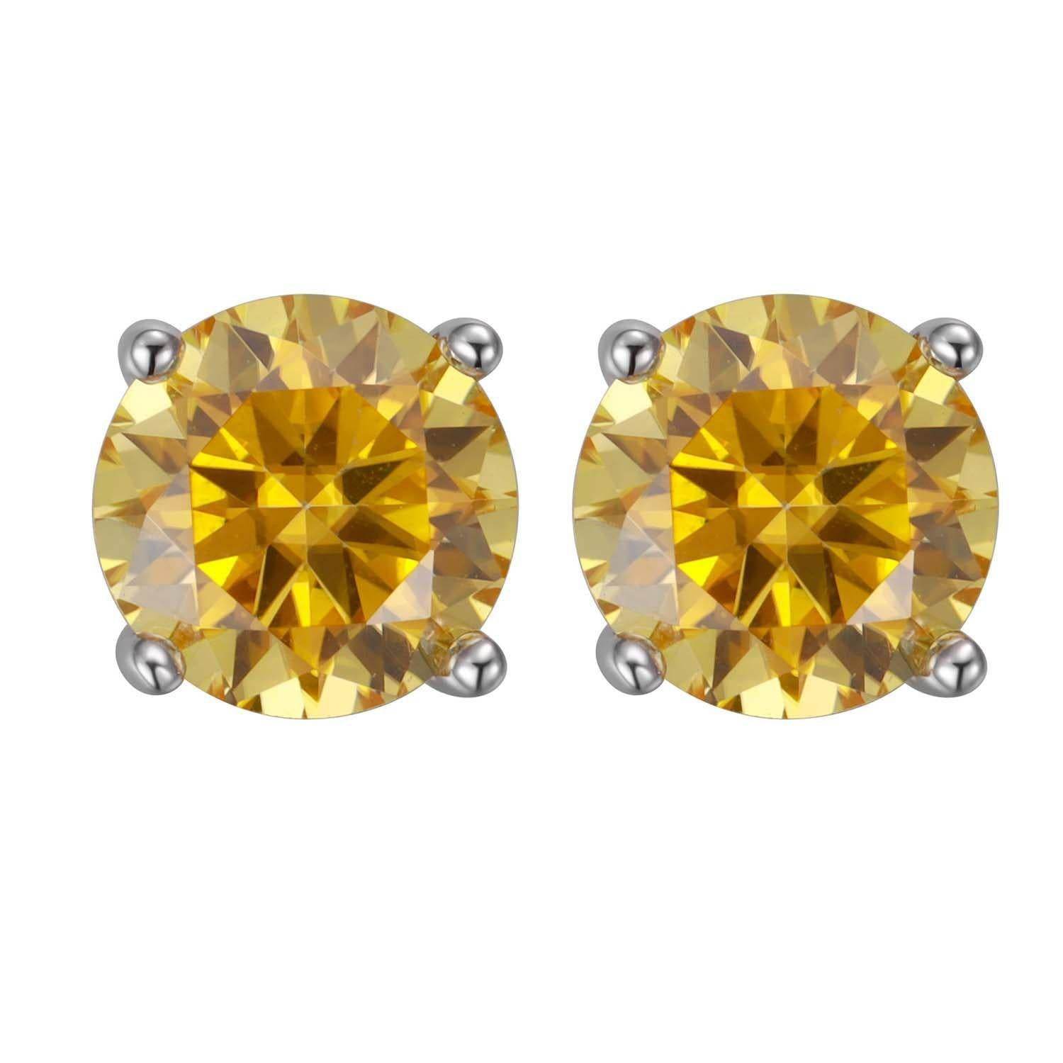 S925 Multicolor Moissanite 4-Prong Stud Earrings, 10 Color 0.5-3ct D-Grade VVS Certificate, Unisex Hypoallergenic Sterling Silver Gift