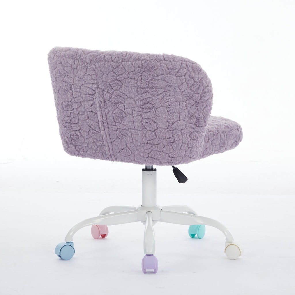 Swivel Chair Faux Alpaca Violet Vanity Bedroom Ergonomic 22.5x31.9 In