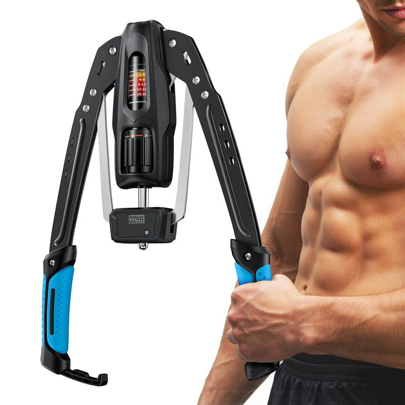 Merach Hydraulic Arm Trainer with Counter, 22-440Lbs Adjustable Chest Expander for Home Gym, Arm & Shoulder Strength Training Equipment