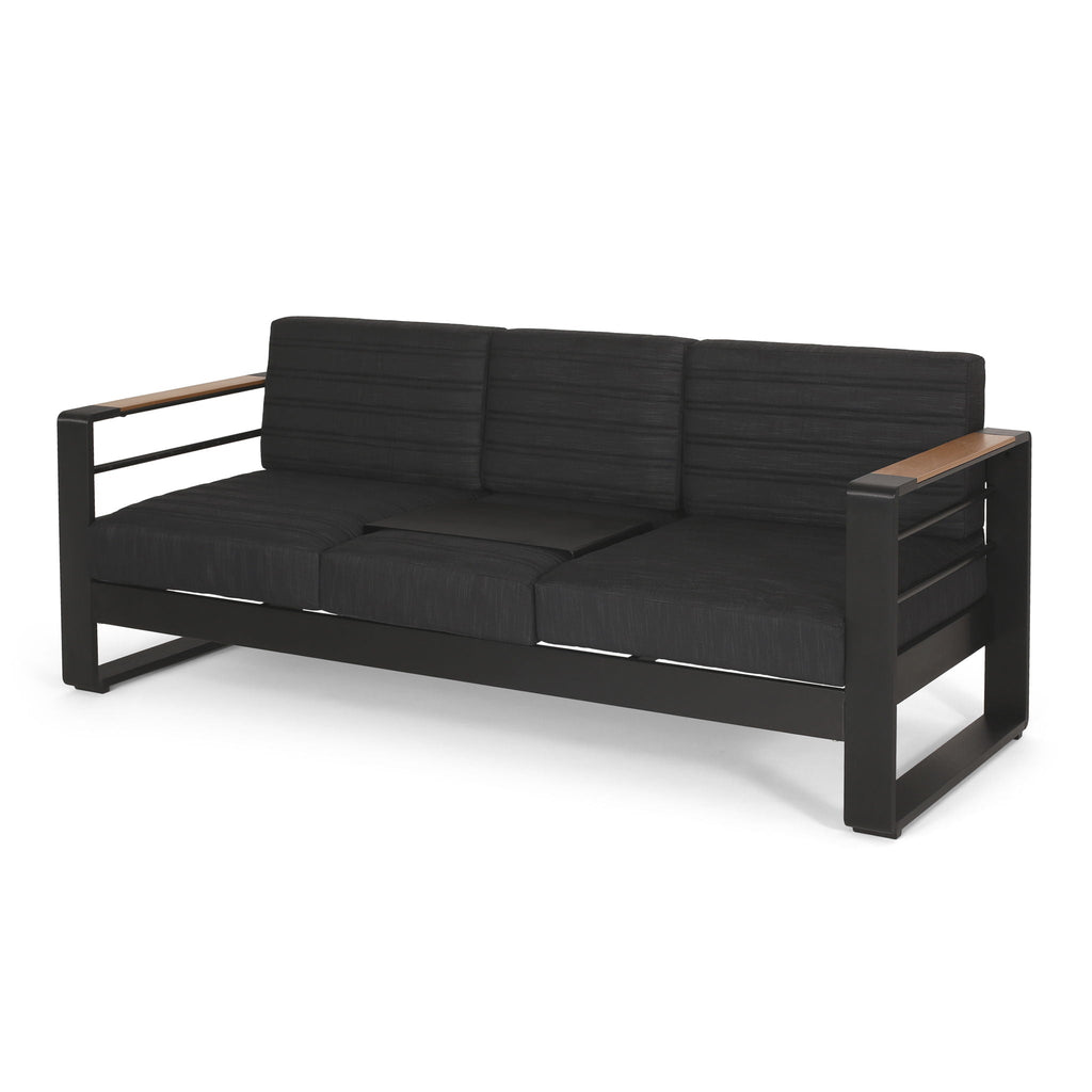Giovanna 3 Seater Sofa With Aluminum Frame And Water Repellence Cushions - Black