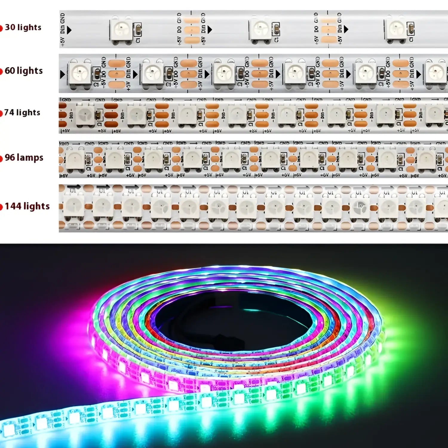 5V Magic LED Strip Lights – Waterproof & Single-Point Control