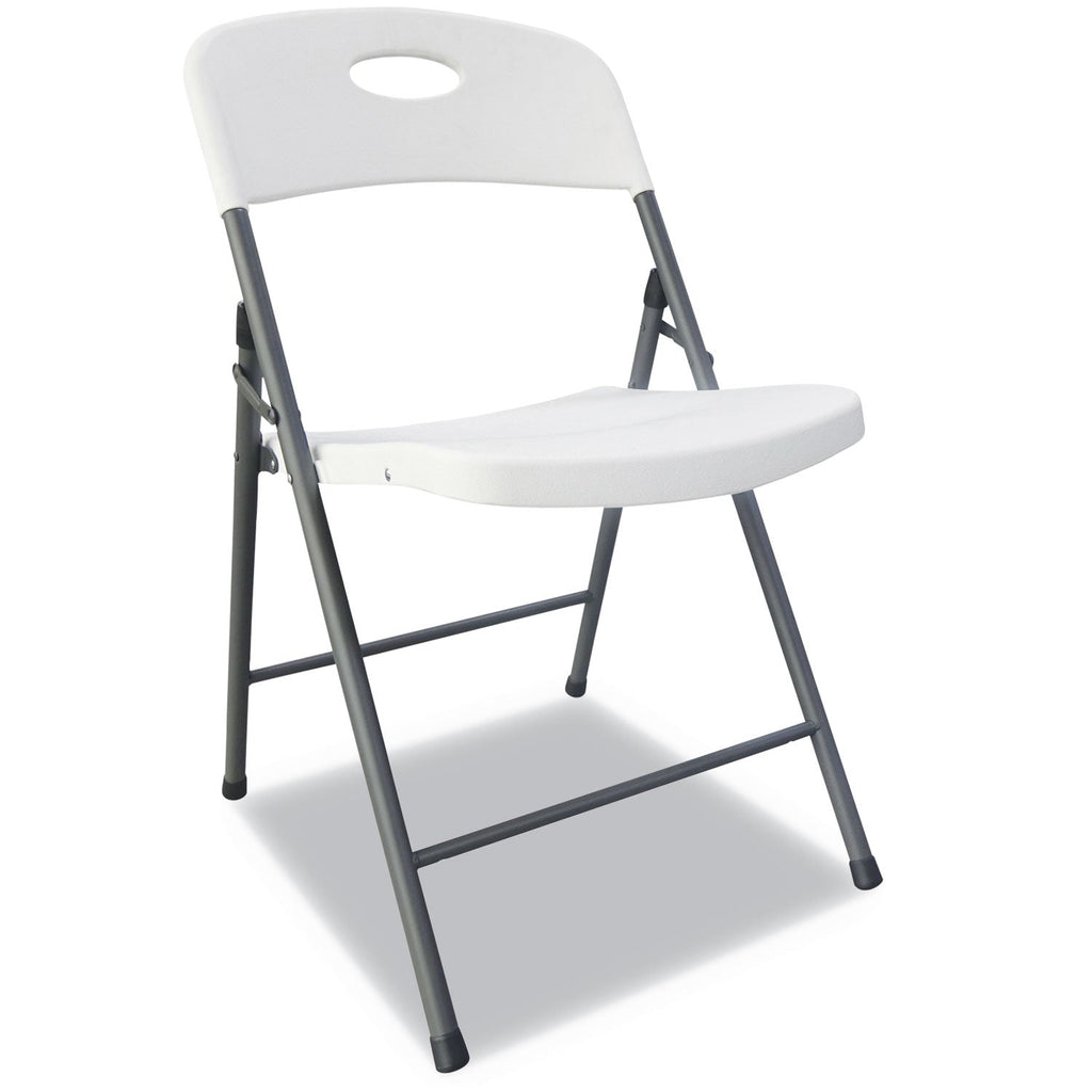 Alera Molded Resin Folding Chair, Supports Up to 225 lb, White Seat/Back, Dark Gray Base, 4/Carton