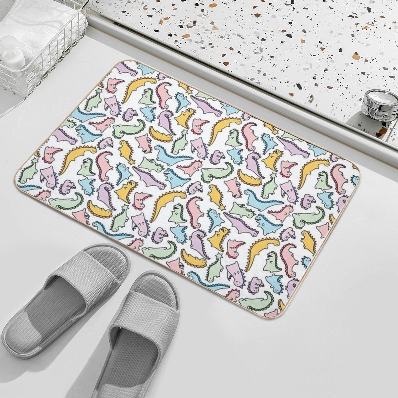 Cute Dino Explosion  Repositionable Bath Mat