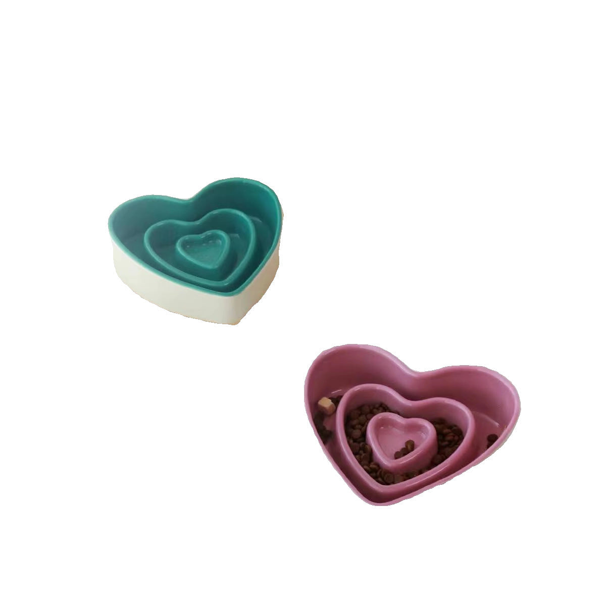 Ceramic Slow Food Bowl For Small And Medium Dogs Slow Anti-choking Food Bowl Love Bowl To Eat Protects The Cervical Spine Dog Food Bowl