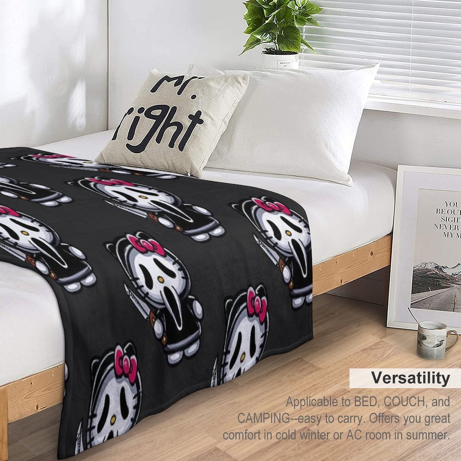 Scream Kitty Halloween Throw Blanket