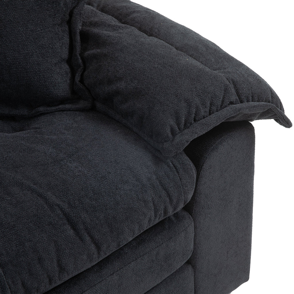 84' Chenille Sofa Small Sofa Loveseat Deep Seat Sofa Couch with 2 Throw Pillows & Memory Foam for Living Room Apartment Office Lounge-Black