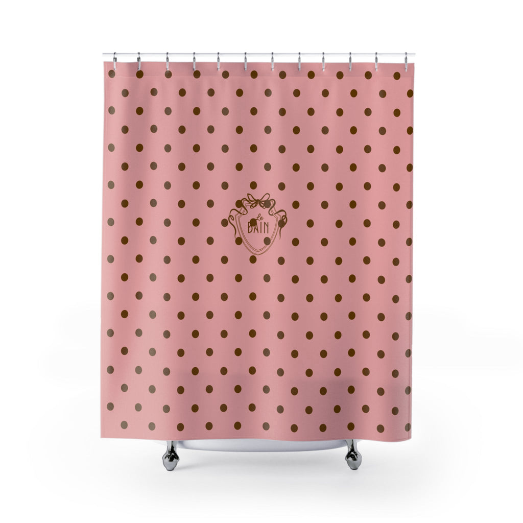 Polka Dot 'Le Bain' Shower Curtain – Pink & Brown Bathroom Decor