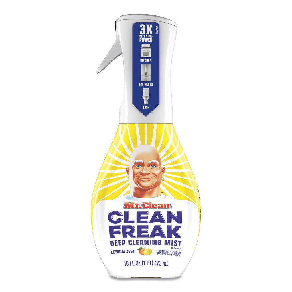 Mr. Clean Clean Freak Deep Cleaning Mist Multi-Surface Spray, Lemon, 16 oz Spray Bottle, 6/Carton