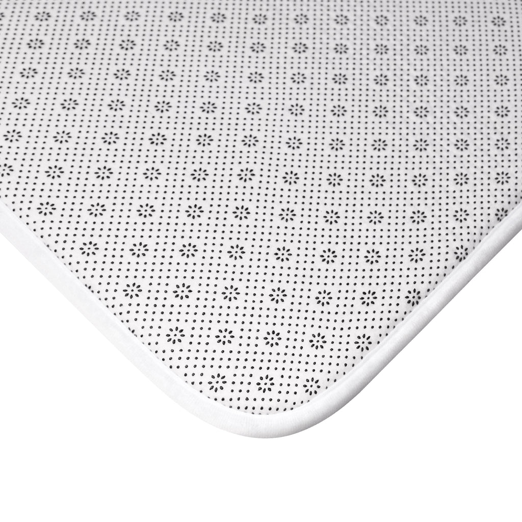 Striped Pastel Bath Mat with Bathtub Icon — Cute Bathroom Rug