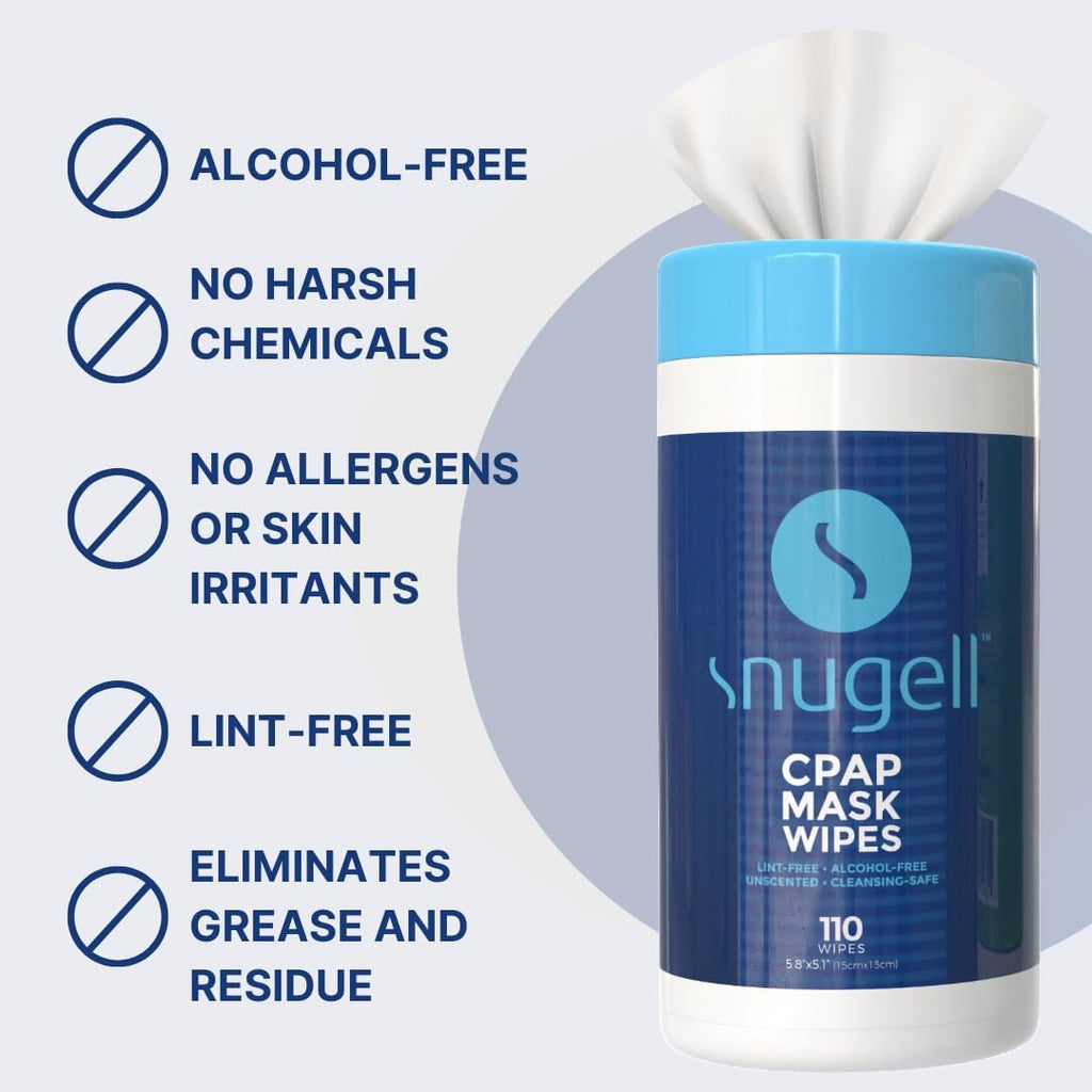 CPAP Mask Wipes by Snugell - Unscented (1 Canister, 110 Count)