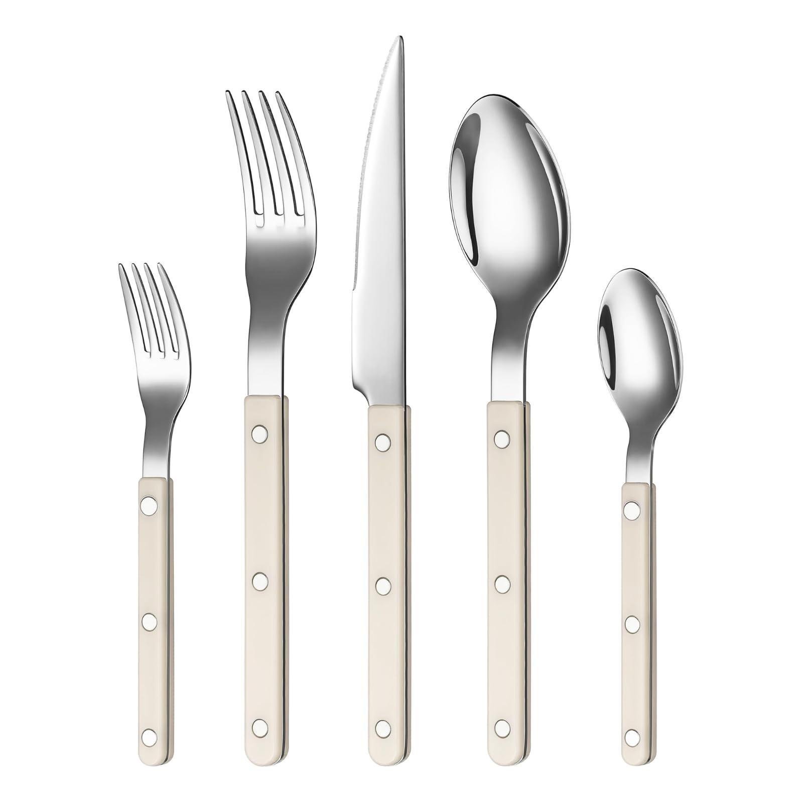 Khen Cream Cutlery Set of 20 –18/8 Stainless Steel Flatware