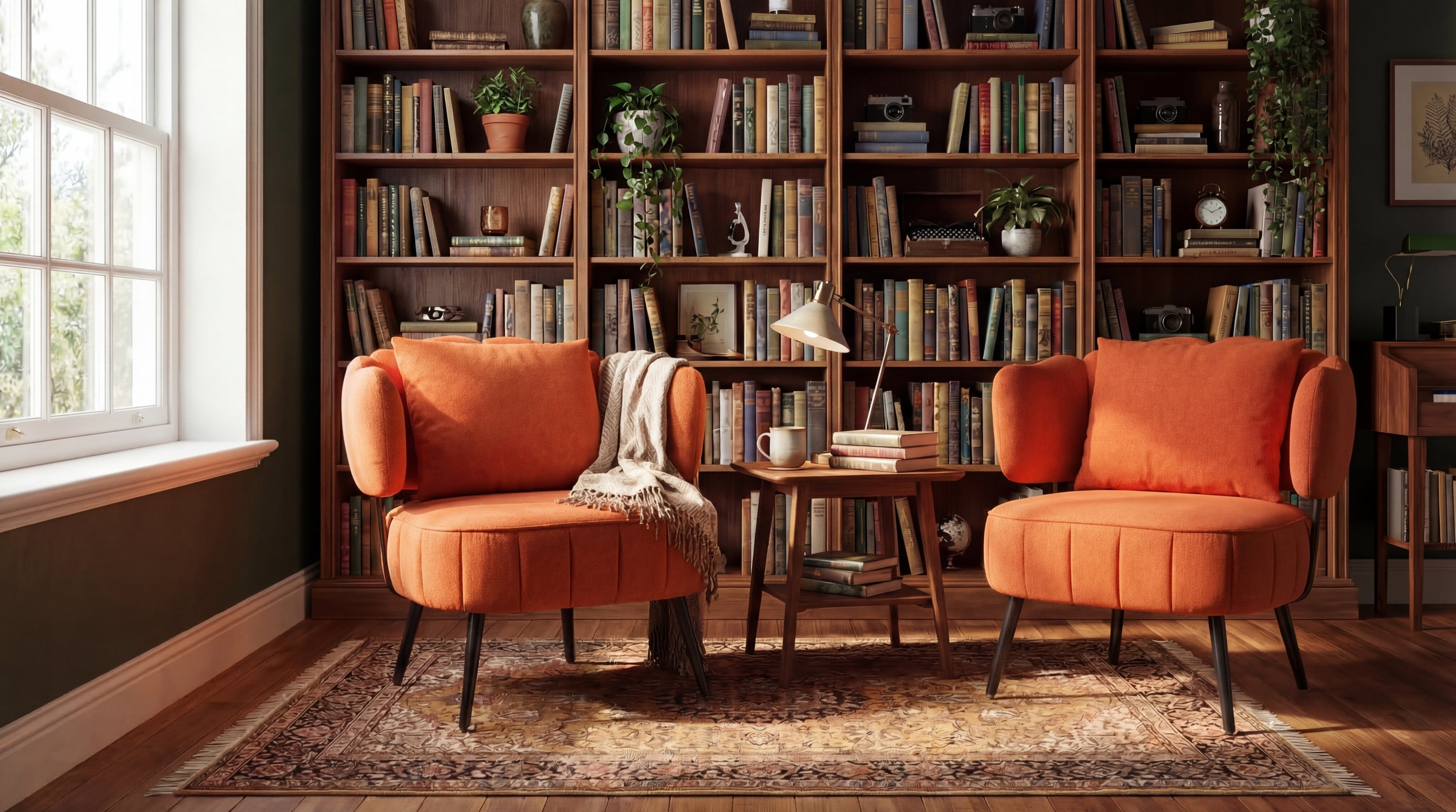 Accent Chair Barrel Armless Chenille Orange Pocket Coil Curved Arms 300 LB