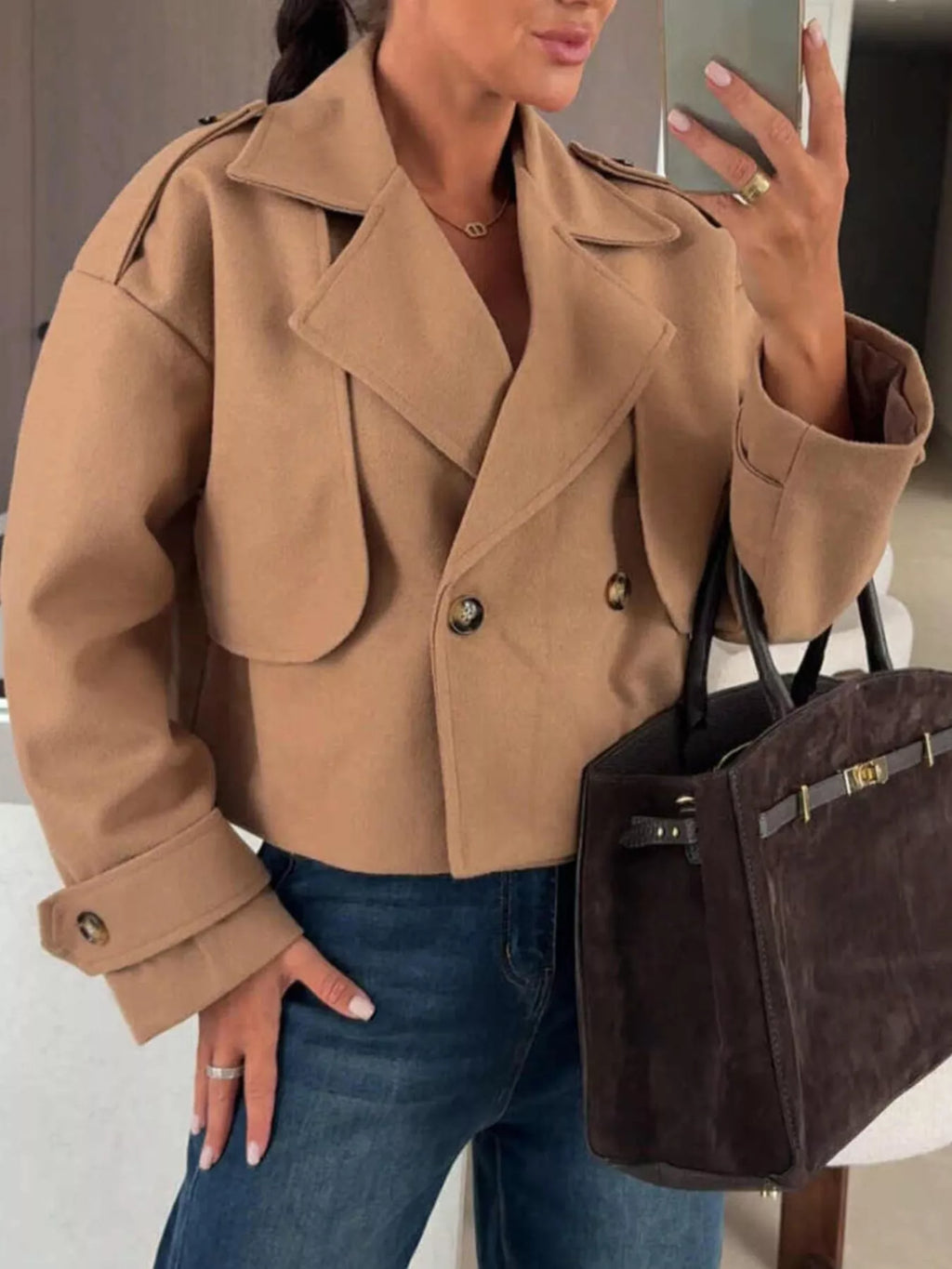 Double-Breasted Cropped Outerwear