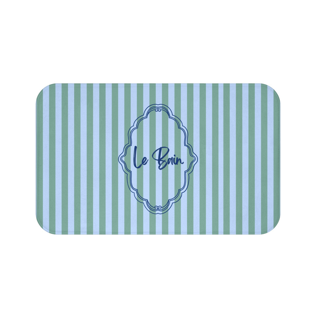 Le Bain Striped Bath Mat — Coastal Green/Blue Bathroom Rug