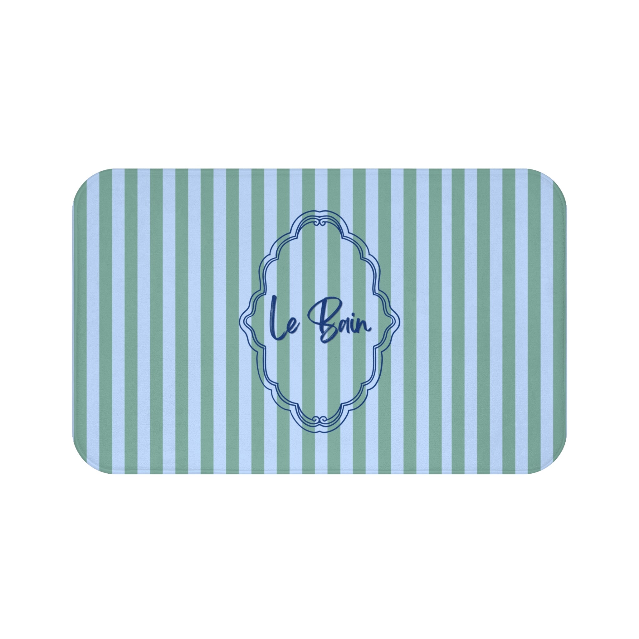 Le Bain Striped Bath Mat — Coastal Green/Blue Bathroom Rug