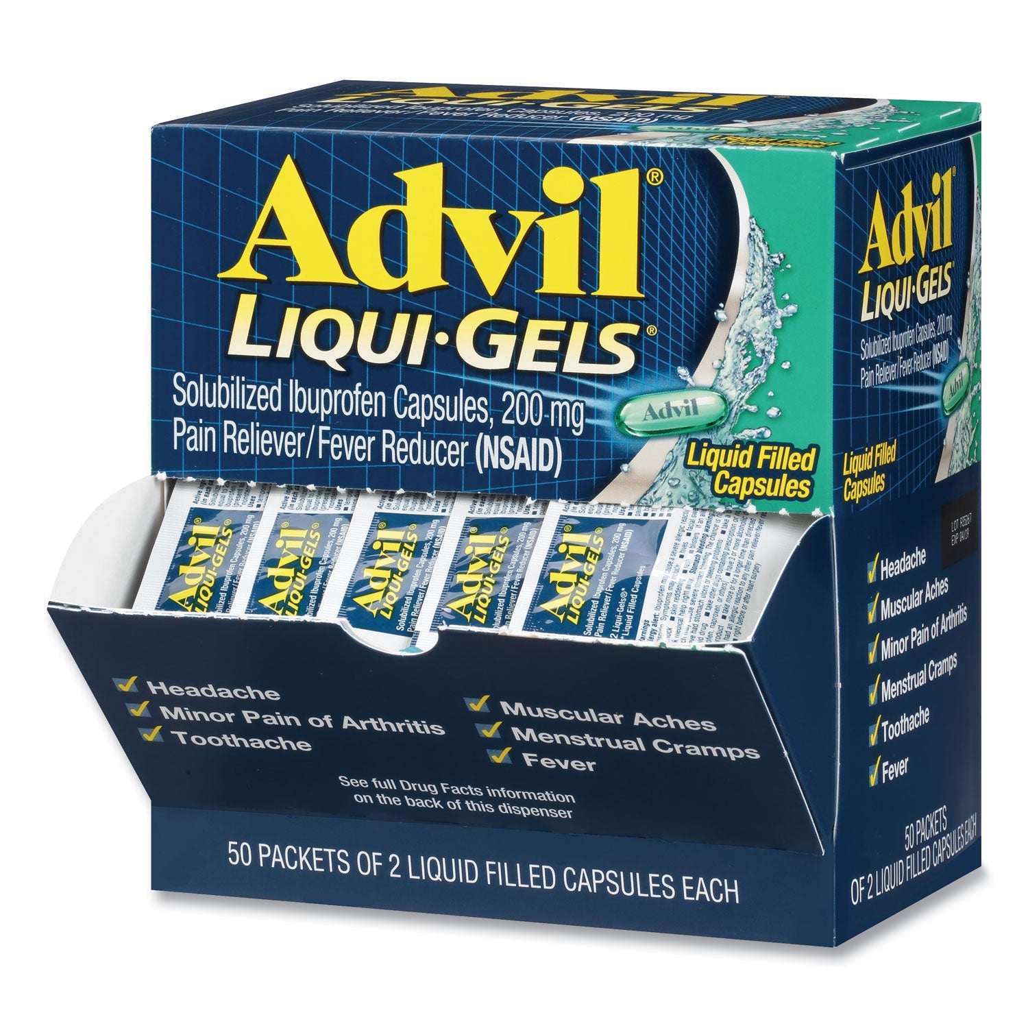 Advil Liqui-Gels, Two-Pack, 50 Packs/Box