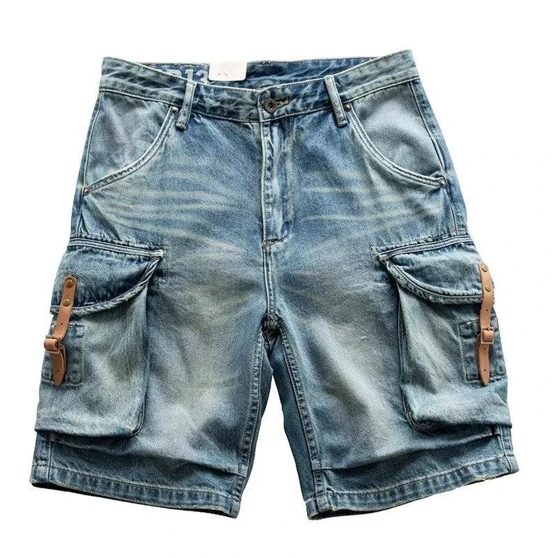 Men's Blue Denim Cargo Shorts