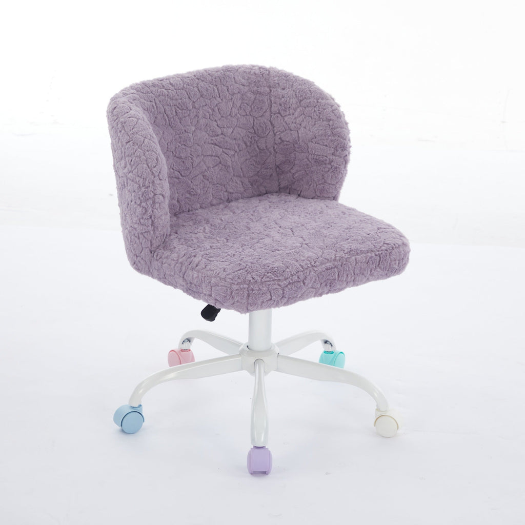 Swivel Chair Faux Alpaca Violet Vanity Bedroom Ergonomic 22.5x31.9 In